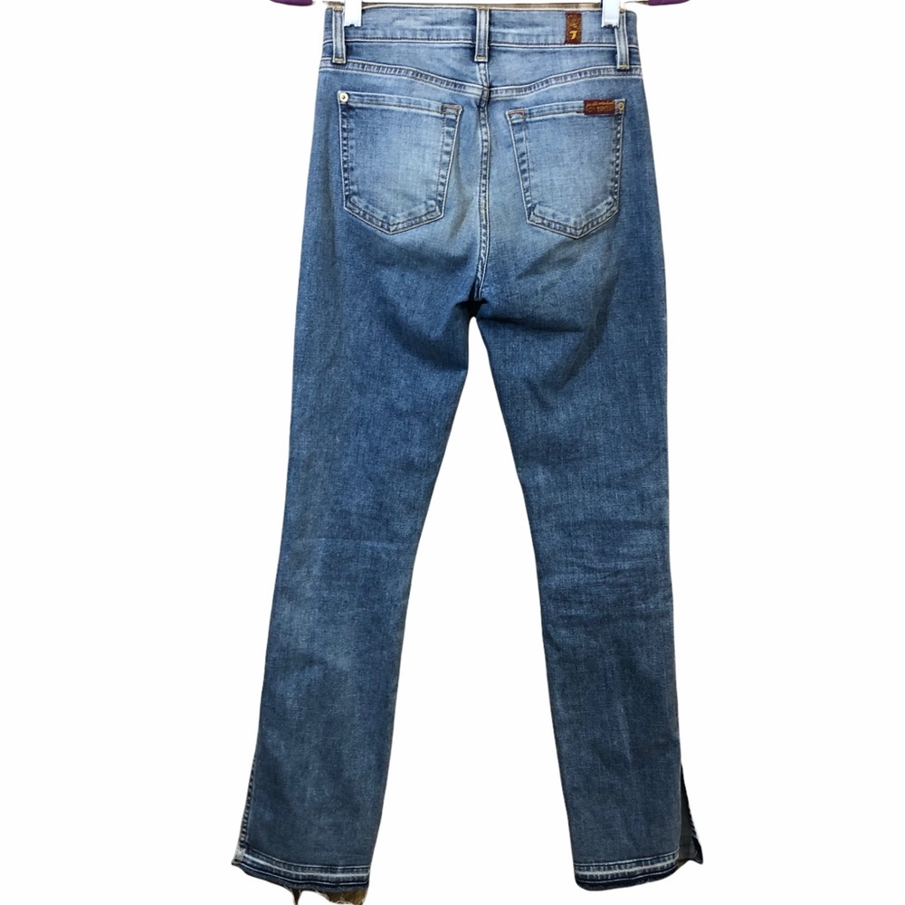 7 For All Mankind Dylan Split / Raw Hem Straight Leg Jeans Sz 24 - Picture 4 of 8